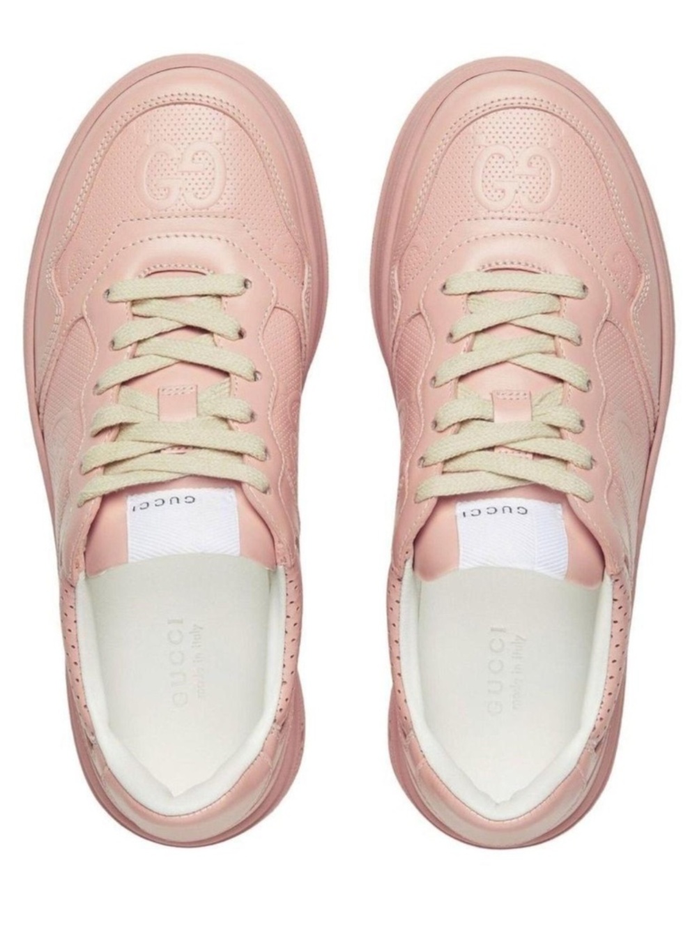 Gucci GG Embossed Leather Sneakers Pale Pink Size 35